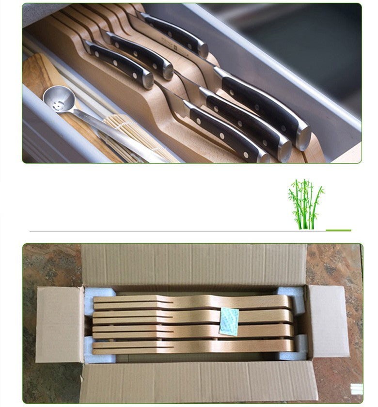 Wooden Knife Block Drawer | Kitchen Utensil Storage Organizer