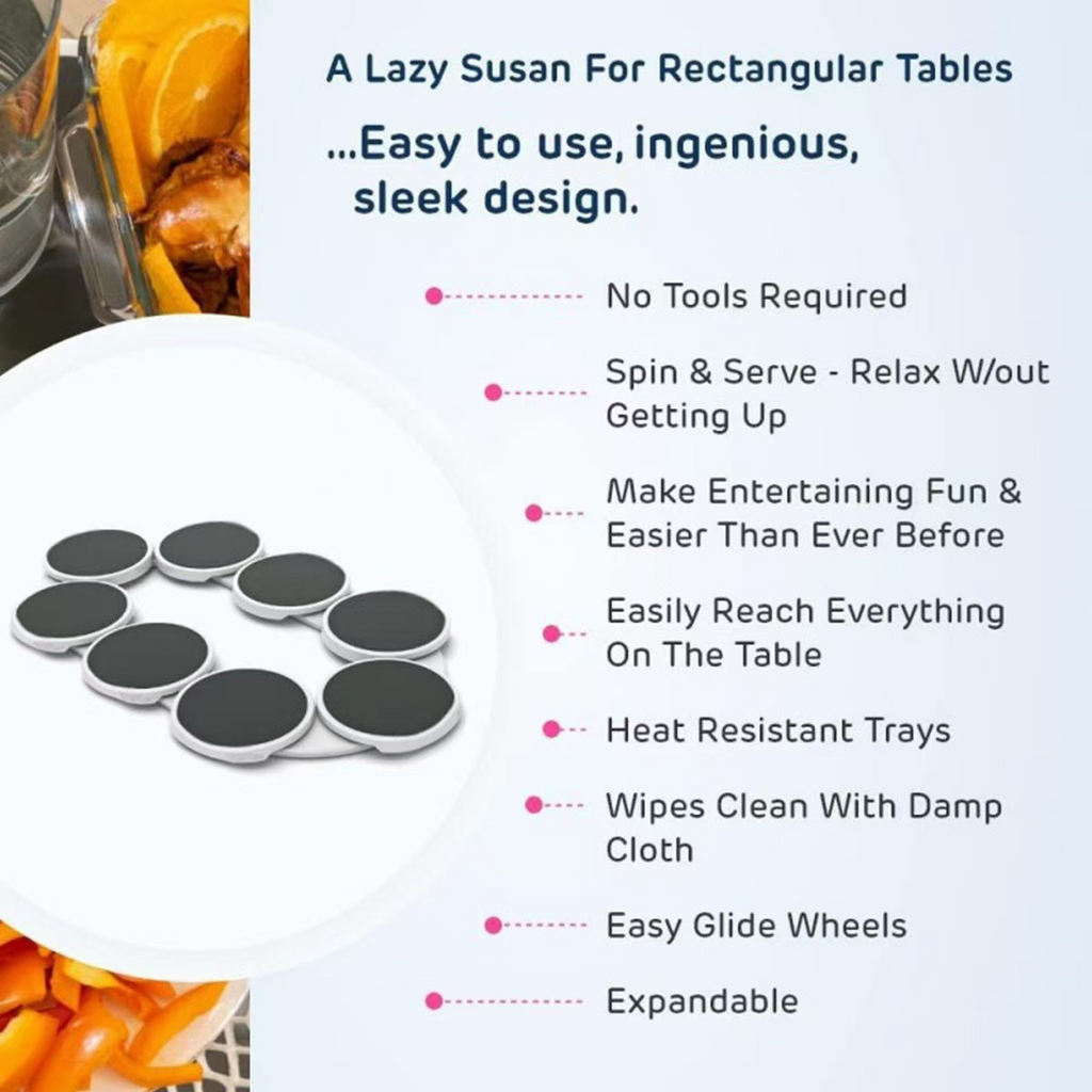 EasyTurn Lazy Susan Dining Rack | 8-Turntable Table Organizer