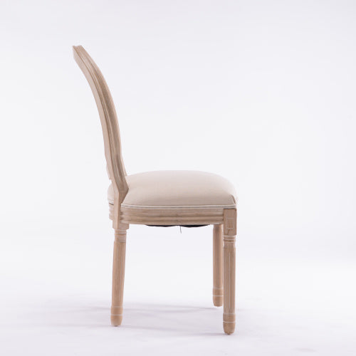 Oval Back Dining Chairs | Set of 2 Solid Wood & Linen