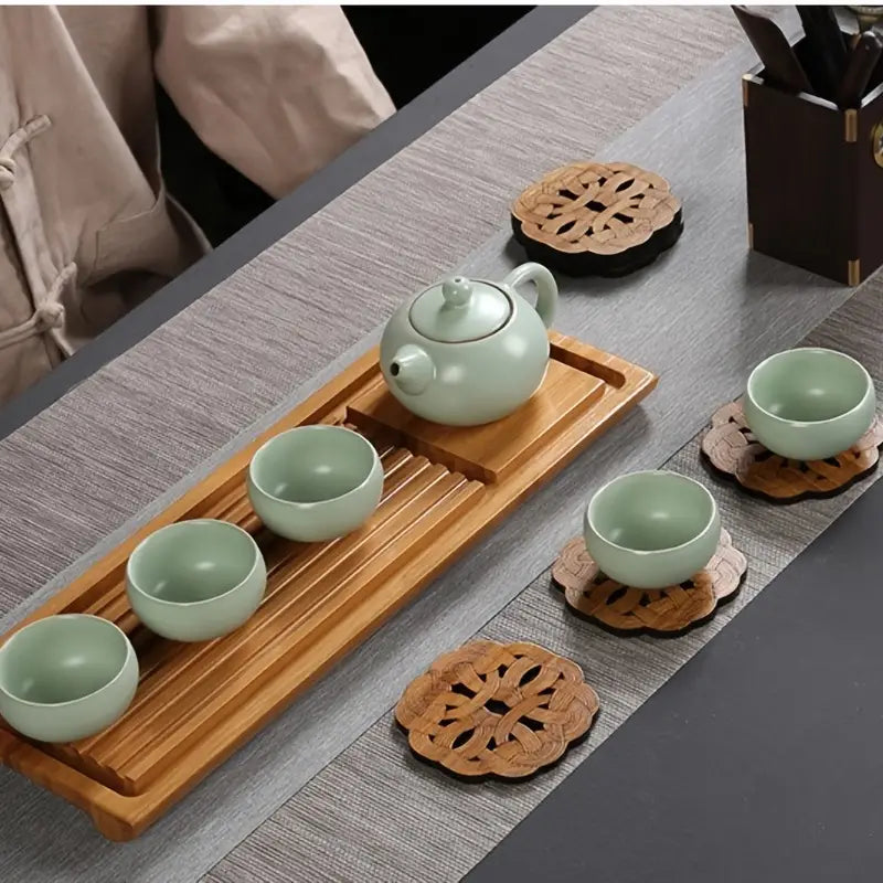 Bamboo Lotus Root Drink Coasters | Artisan Table Accent
