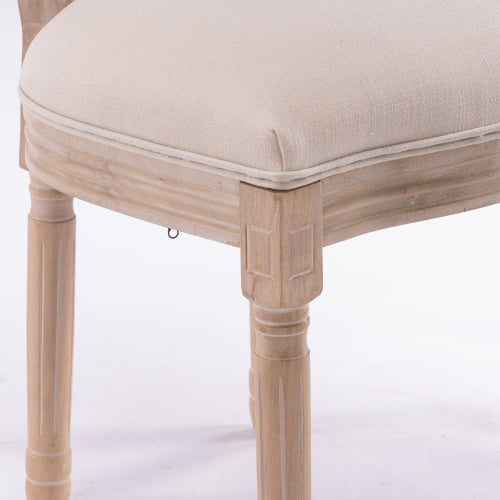 Oval Back Dining Chairs | Set of 2 Solid Wood & Linen