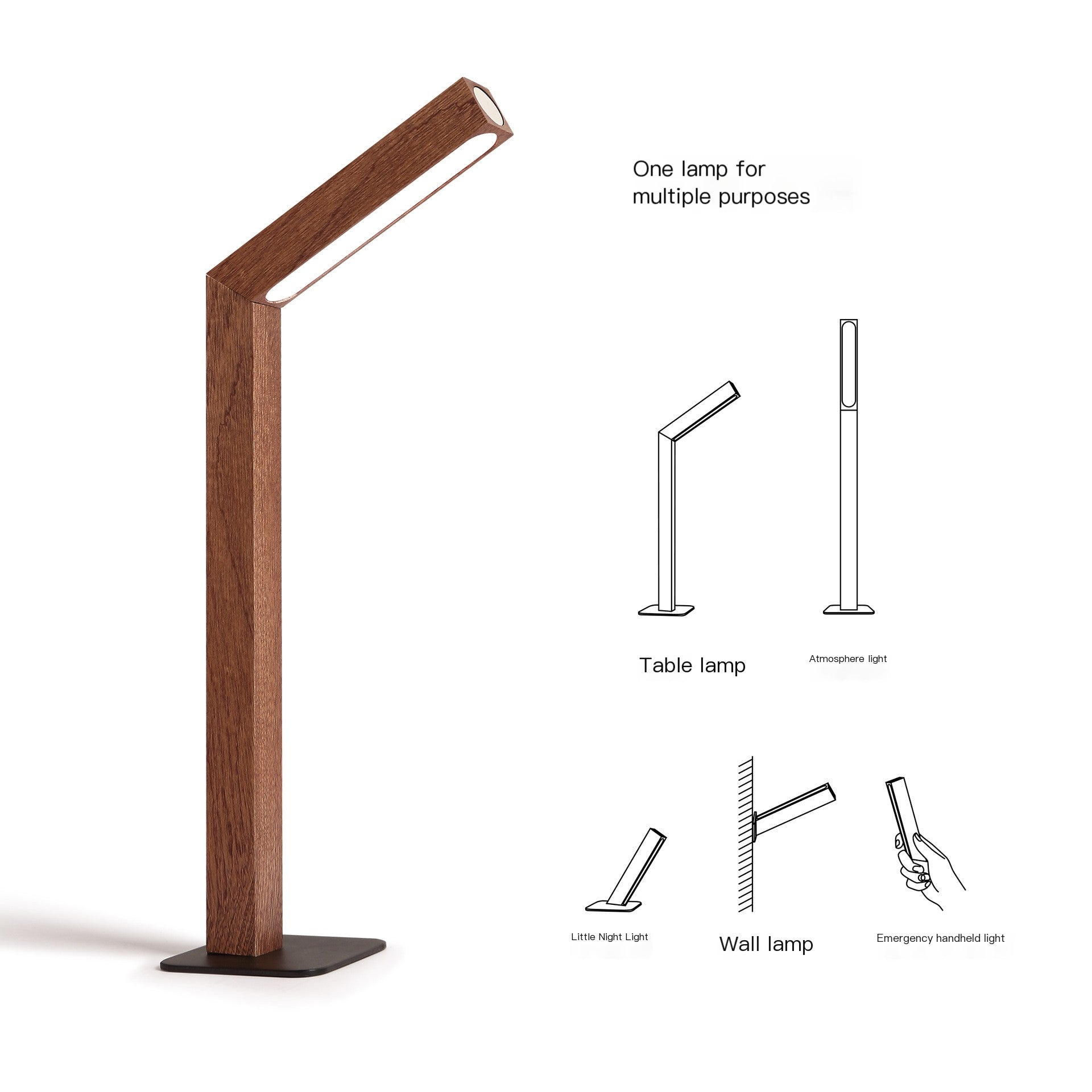 Minimalist LED Bedside Lamp | Wooden Base Table Light