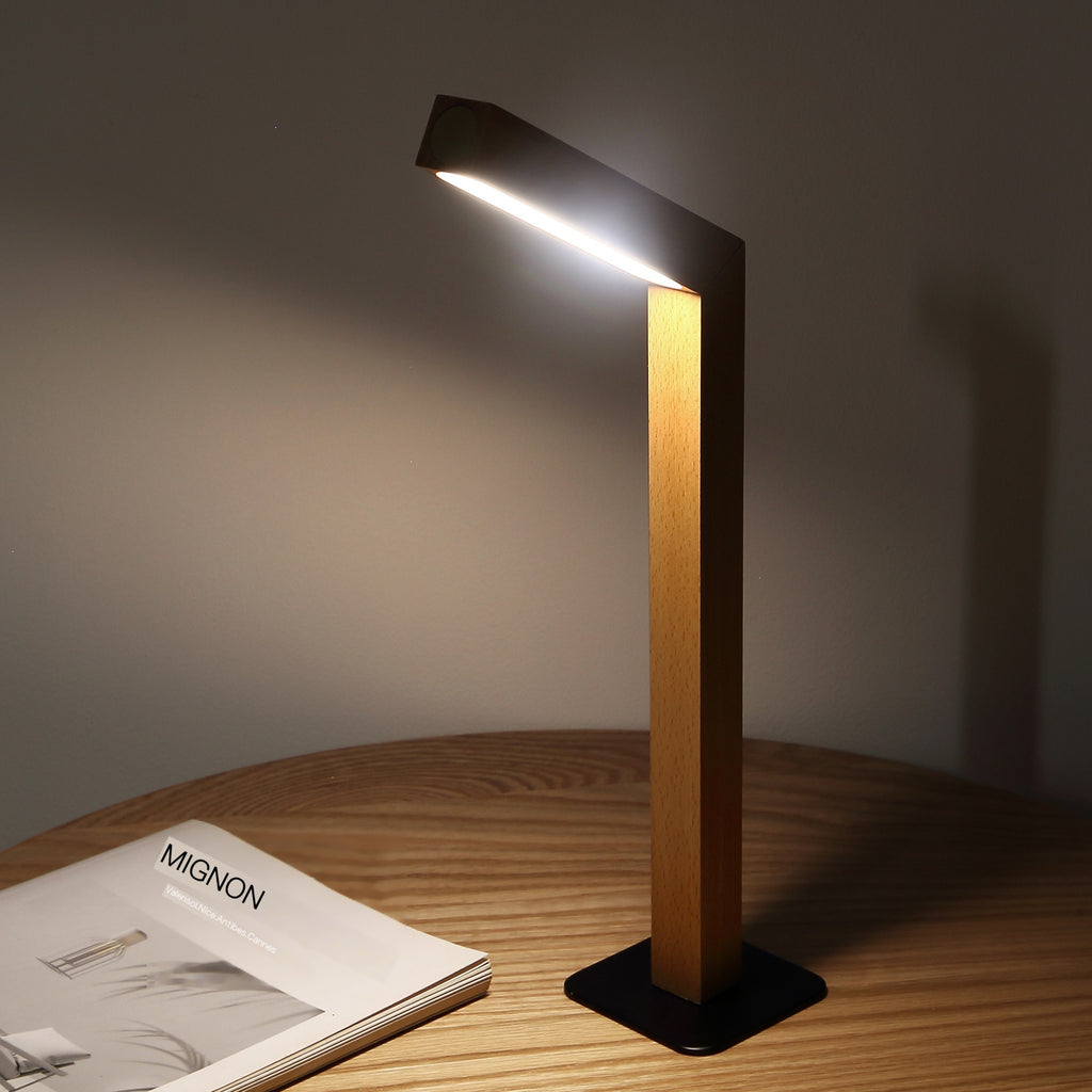 Minimalist LED Bedside Lamp | Wooden Base Table Light