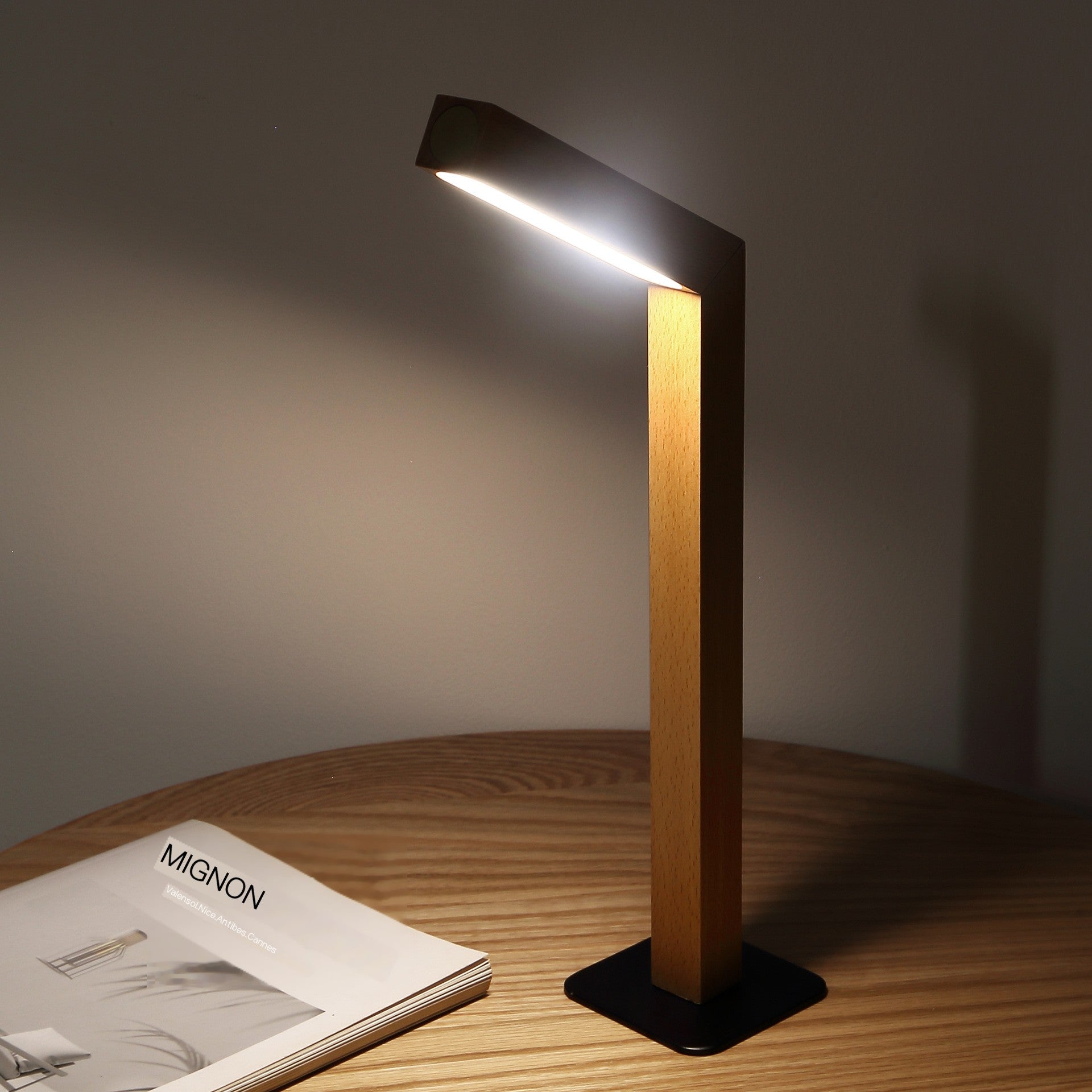 Minimalist LED Bedside Lamp | Wooden Base Table Light