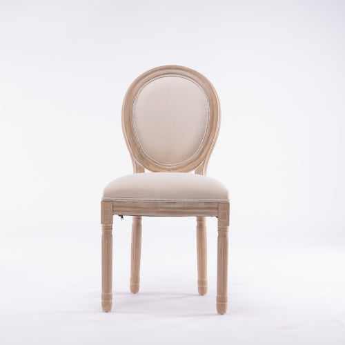 Oval Back Dining Chairs | Set of 2 Solid Wood & Linen