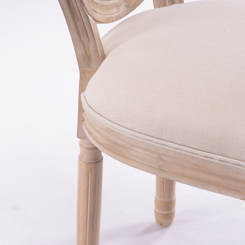 Oval Back Dining Chairs | Set of 2 Solid Wood & Linen