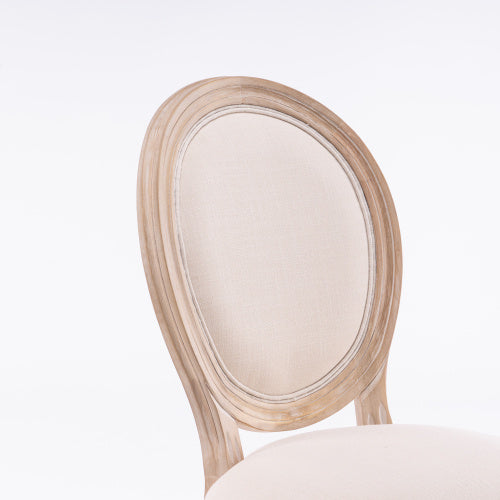 Oval Back Dining Chairs | Set of 2 Solid Wood & Linen