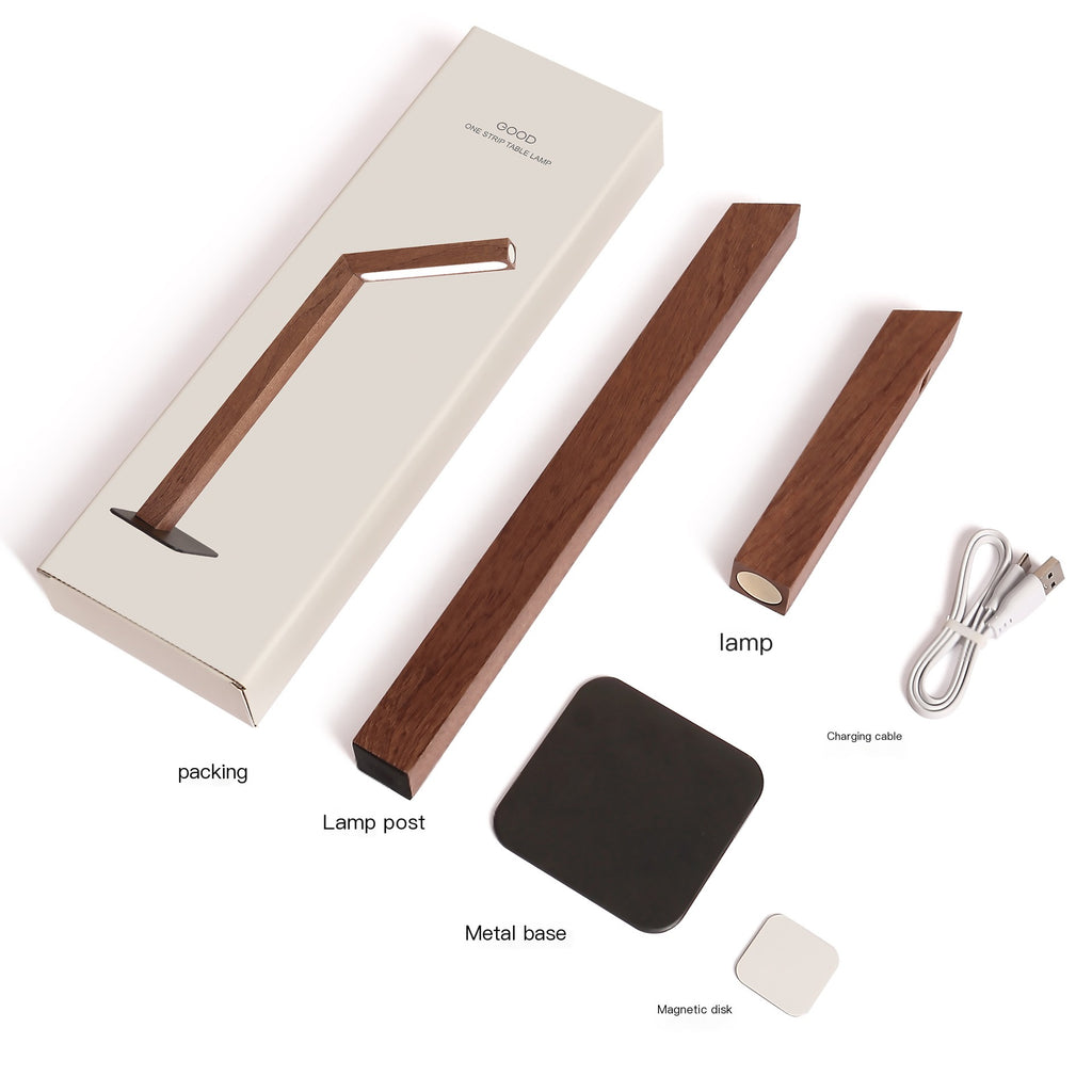 Minimalist LED Bedside Lamp | Wooden Base Table Light