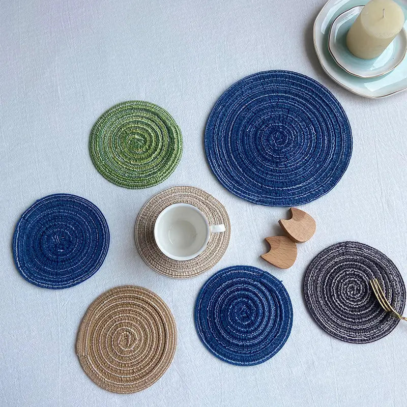 Woven Ramie Coasters & Cotton Placemats | Natural Table Accents