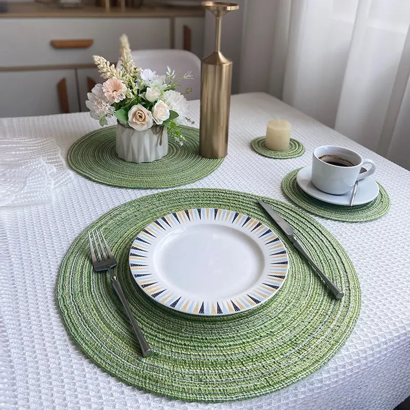 Woven Ramie Coasters & Cotton Placemats | Natural Table Accents