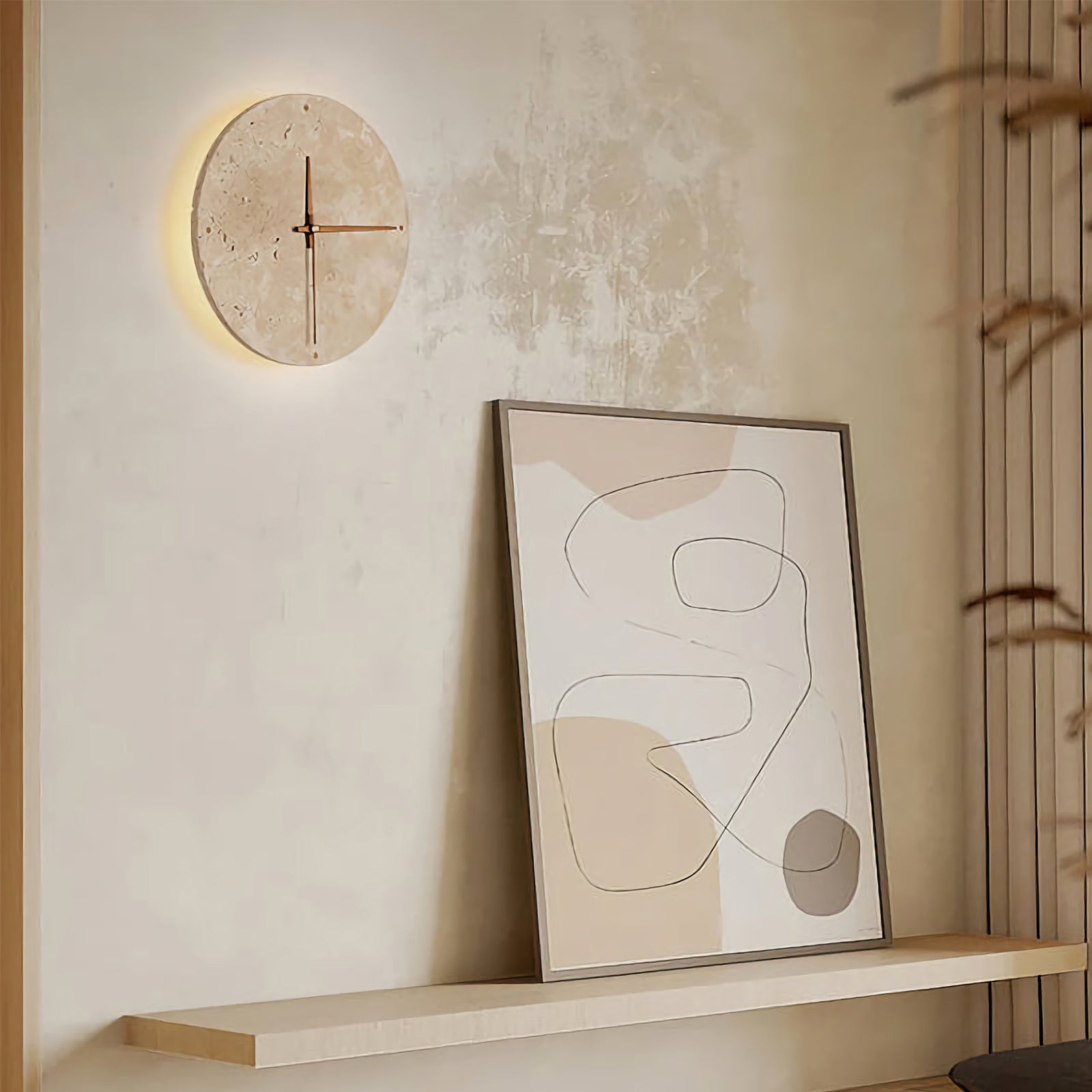 Natural Stone Clock Wall Lamp | Modern Minimalist Sconce