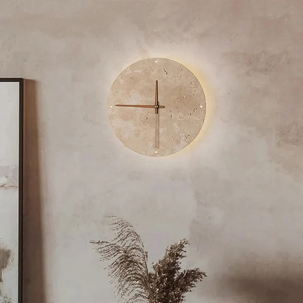 Natural Stone Clock Wall Lamp | Modern Minimalist Sconce