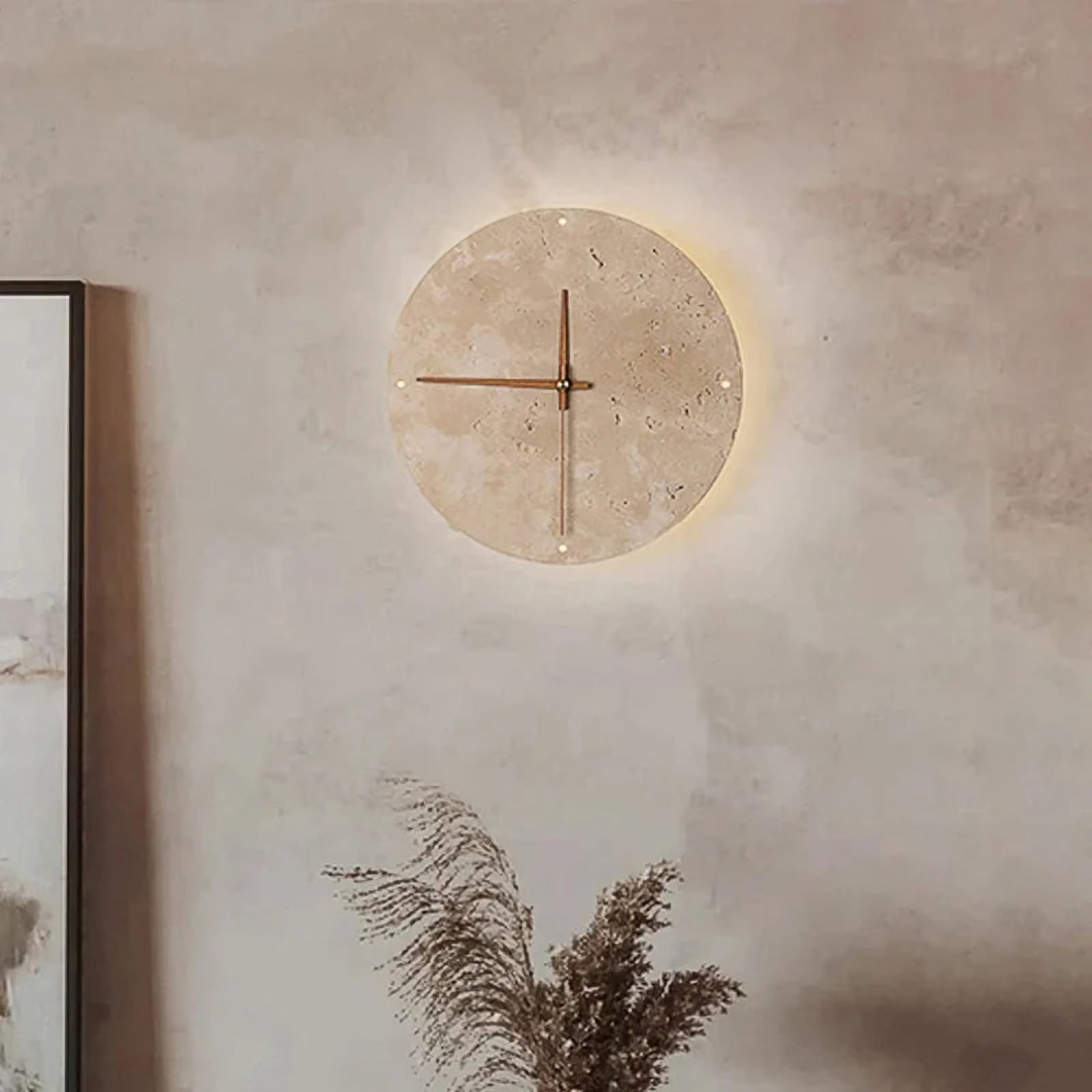 Natural Stone Clock Wall Lamp | Modern Minimalist Sconce