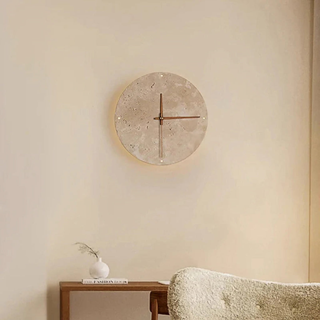 Natural Stone Clock Wall Lamp | Modern Minimalist Sconce