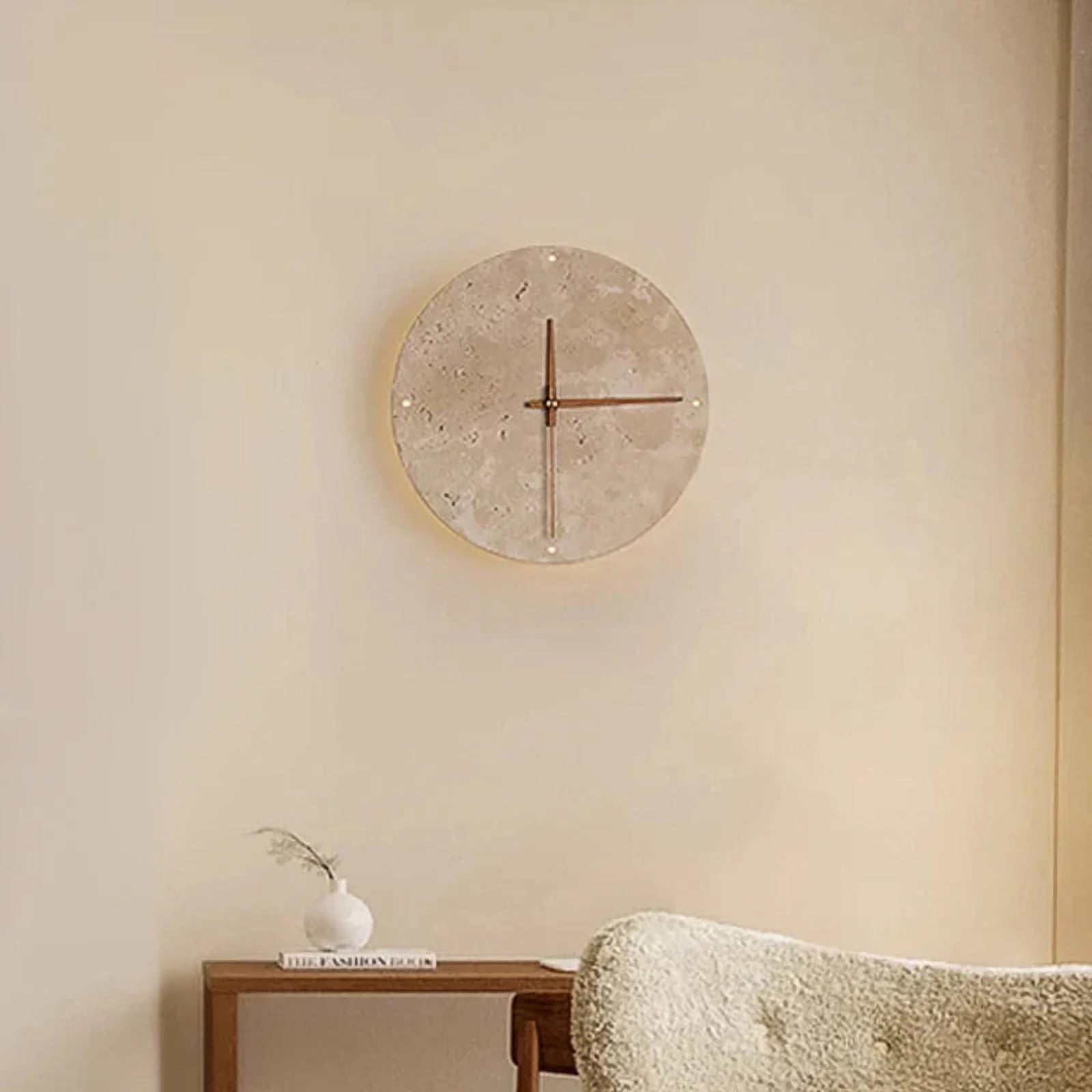 Natural Stone Clock Wall Lamp | Modern Minimalist Sconce