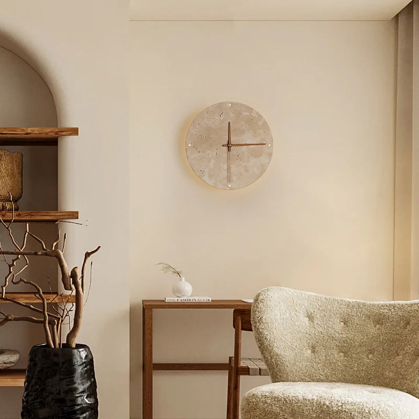 Natural Stone Clock Wall Lamp | Modern Minimalist Sconce