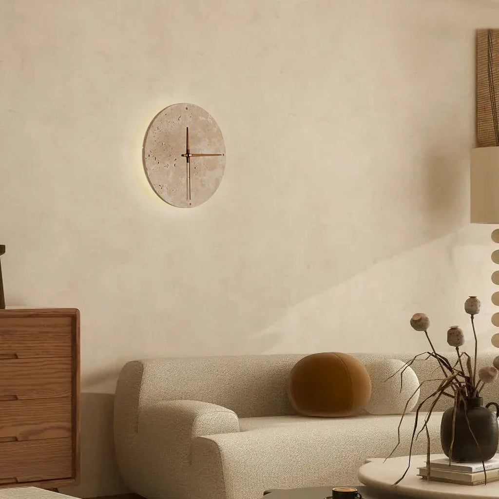 Natural Stone Clock Wall Lamp | Modern Minimalist Sconce