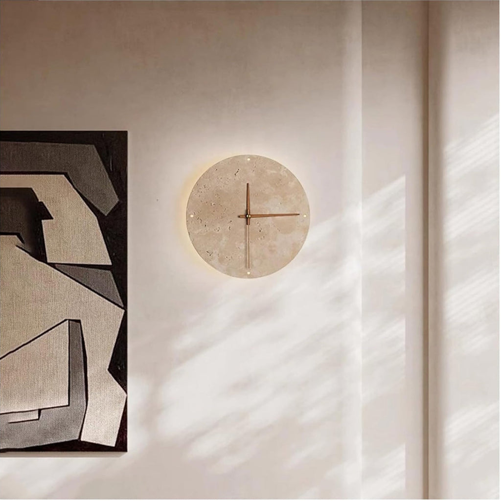 Natural Stone Clock Wall Lamp | Modern Minimalist Sconce