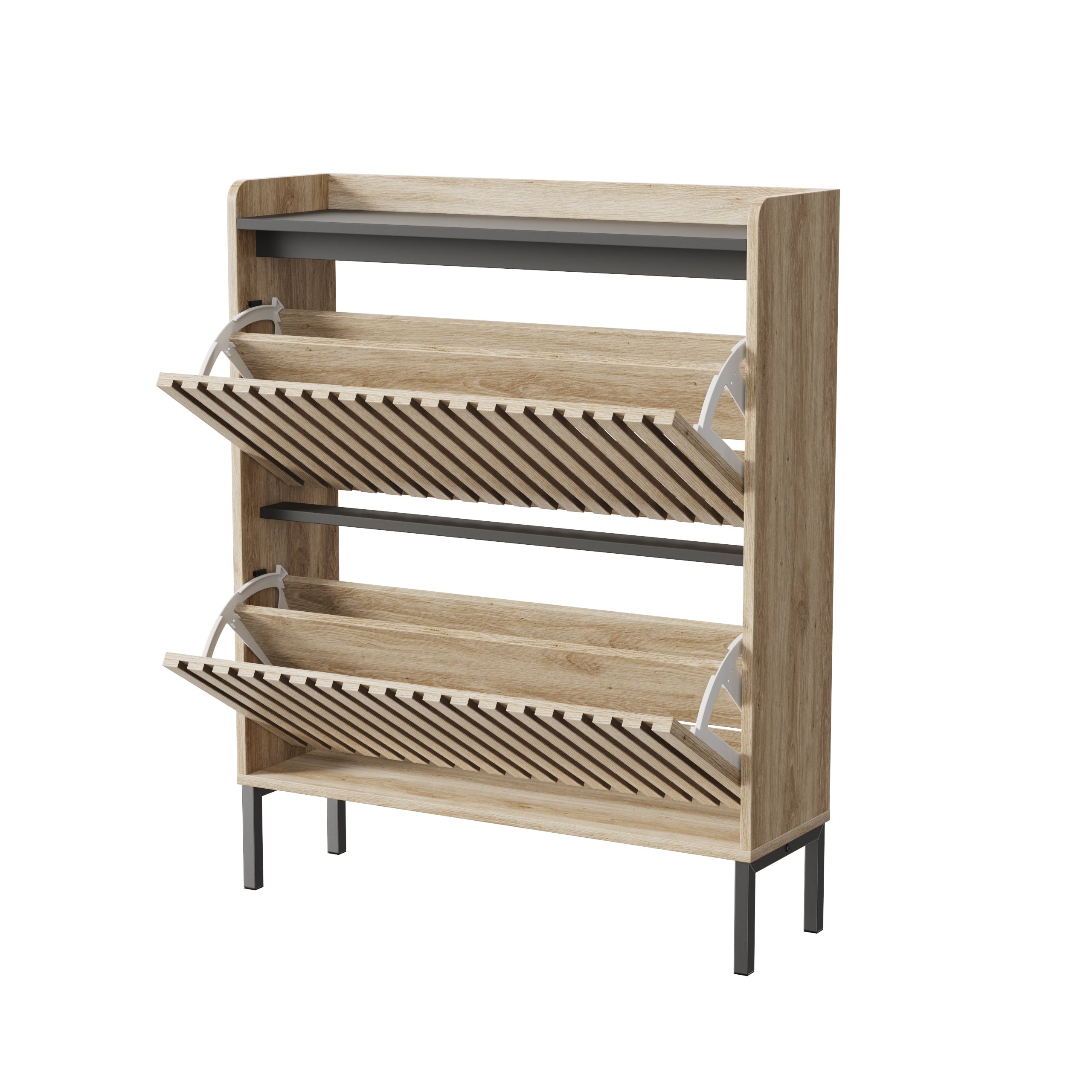Modern Flip Shoe Cabinet | Multi-Layer Entryway Storage