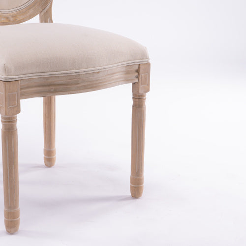 Oval Back Dining Chairs | Set of 2 Solid Wood & Linen
