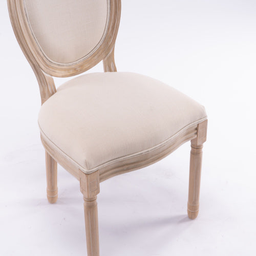 Oval Back Dining Chairs | Set of 2 Solid Wood & Linen