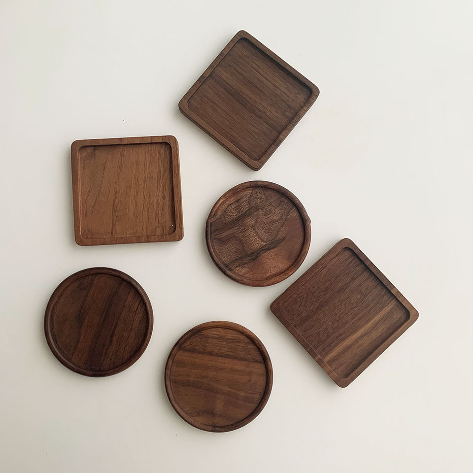 Japanese Walnut Wood Coasters | Natural Insulated Table Protectors