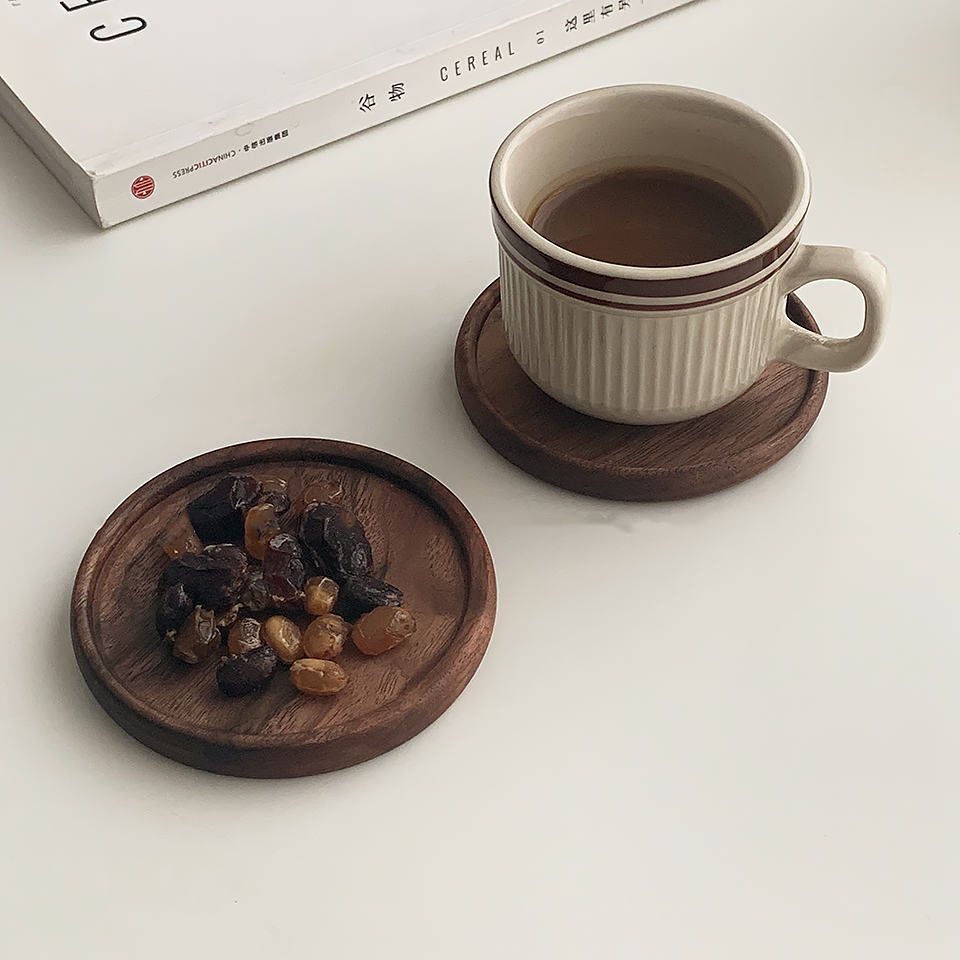 Japanese Walnut Wood Coasters | Natural Insulated Table Protectors
