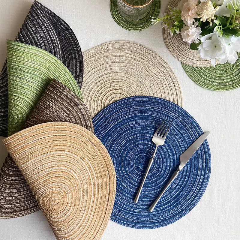 Woven Ramie Coasters & Cotton Placemats | Natural Table Accents