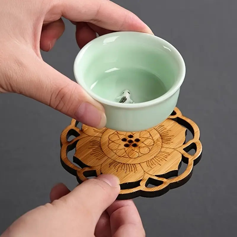 Bamboo Lotus Root Drink Coasters | Artisan Table Accent